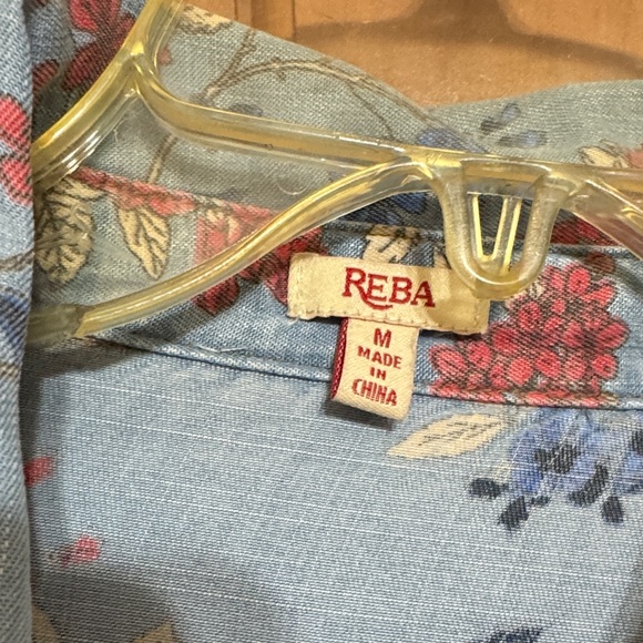 Reba Floral Button-Down Denim Shirt - Picture 2 of 5